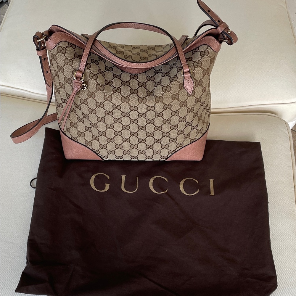 GUCCI- Leather and Canvas Bag